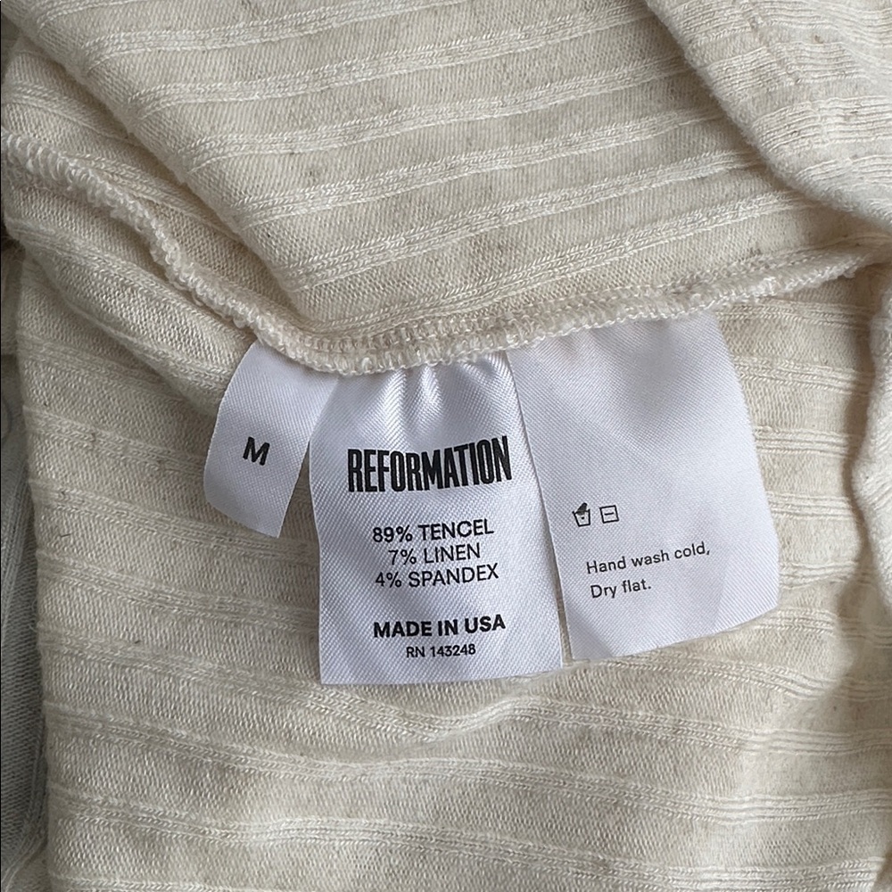 Reformation Ribbed Button-Front Mini Dress Cream Ivory Size M - Picture 7 of 7